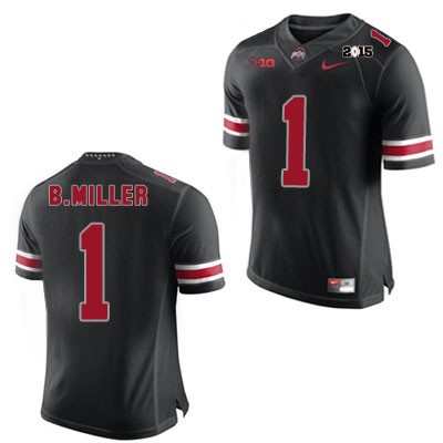 Men's NCAA Ohio State Buckeyes Braxton Miller #1 College Stitched 2015 Patch Authentic Nike Black Football Jersey NZ20D75DO